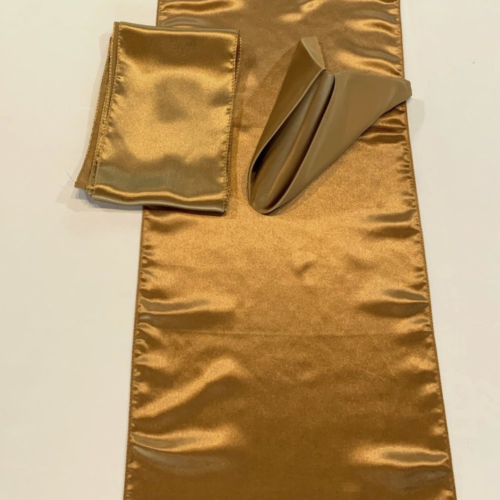 Gold Satin Table Runner (1 Set of 3)